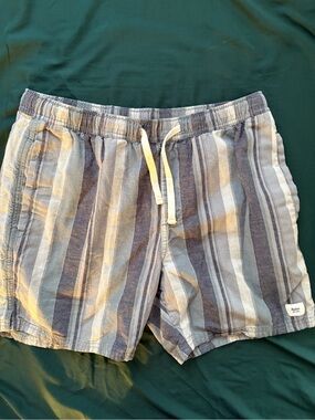 Katin York Local Men’s Gray Striped Cotton-Linen Shorts 6” Inseam